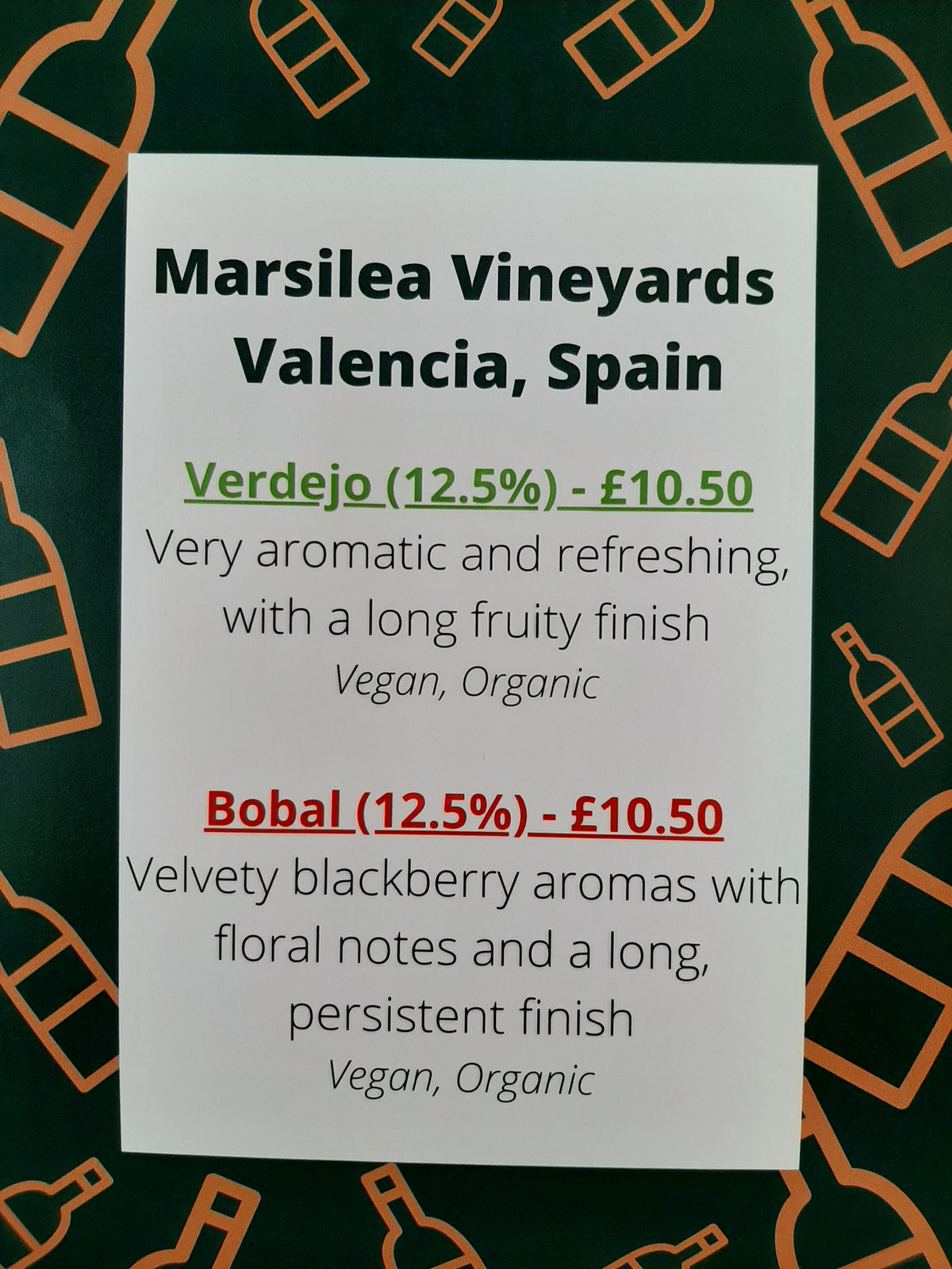New Self-Pour Wines 27/10/20