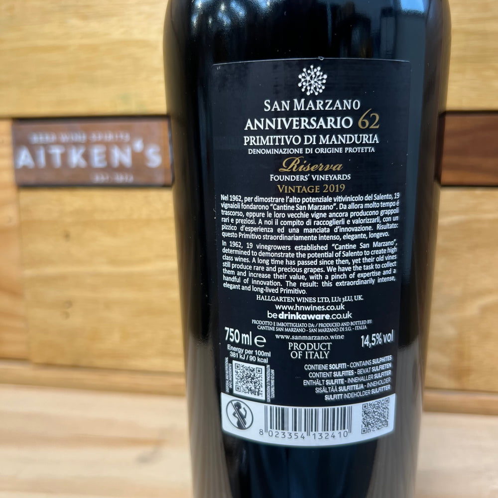 San Marzano 'Anniversario 62' Primitivo di Manduria Riserva – Aitken's