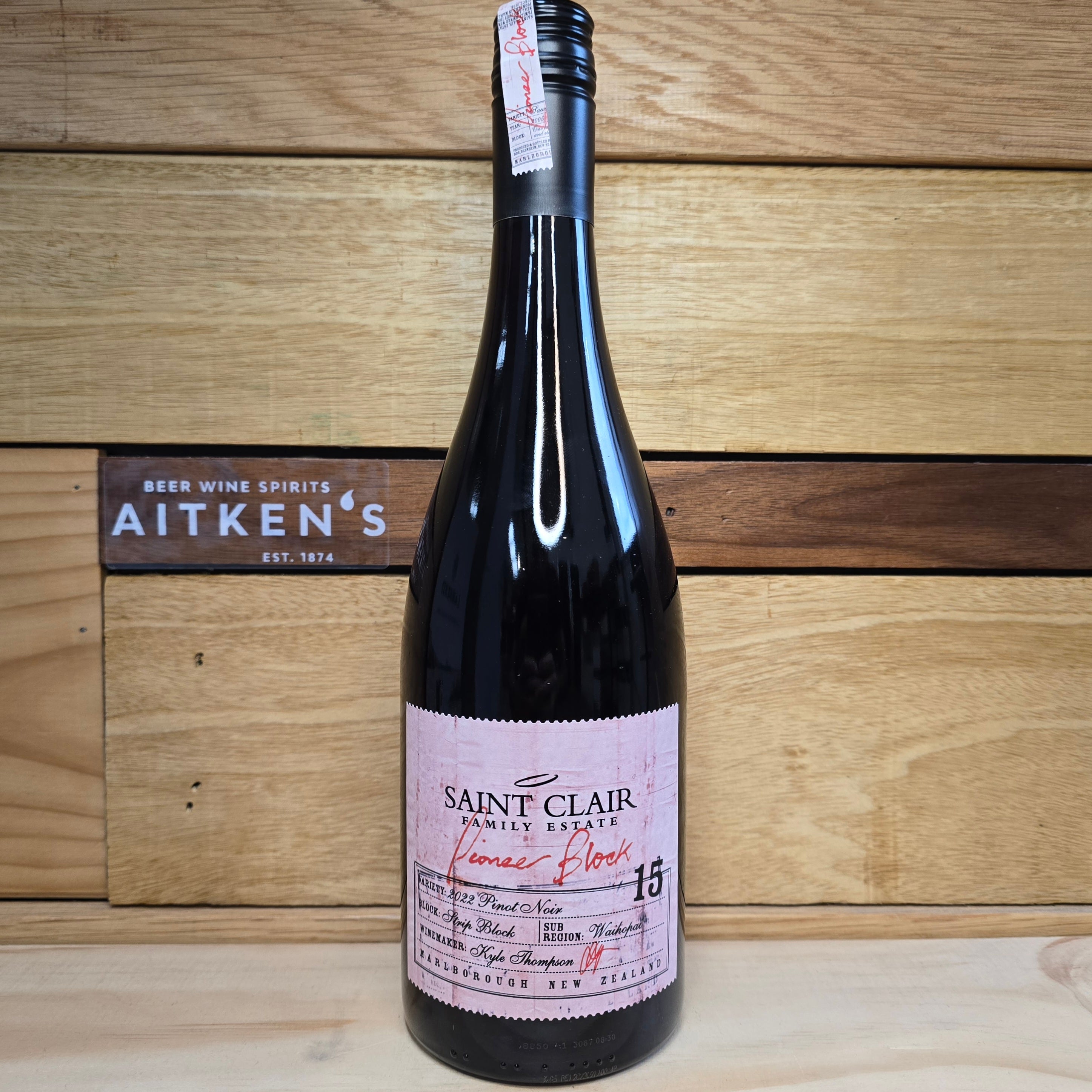 Saint Clair, Pioneer Block 15 'Strip Block' Pinot Noir – Aitken's