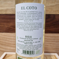 Back label of the El Coto Rioja Blanco wine